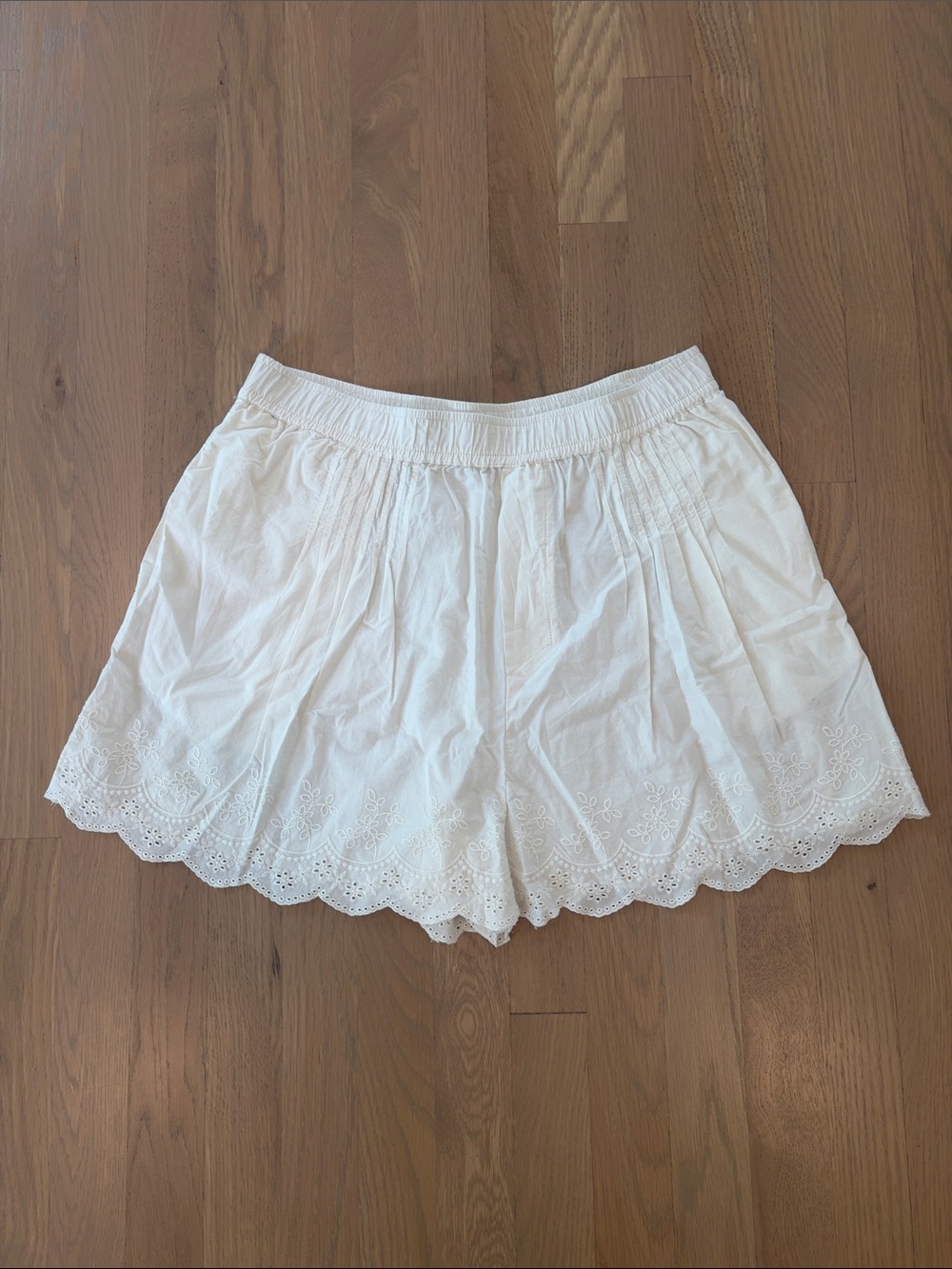 Anthropologie White Eyelet Trim Boxer Shorts